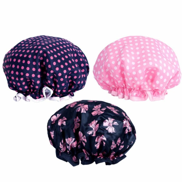 3-pack Dubbelt lager cap Vattentät elastisk cap för kvinnor Dusch Spasalong