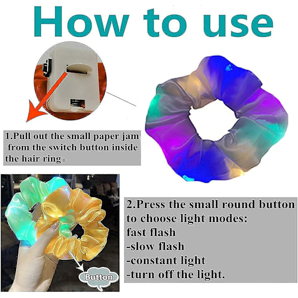 LED Lysende Scrunchie 6 Styk Lysende Elastisk Hårbånd, Glødende Hestehale Hårbånd Til Neon Halloween