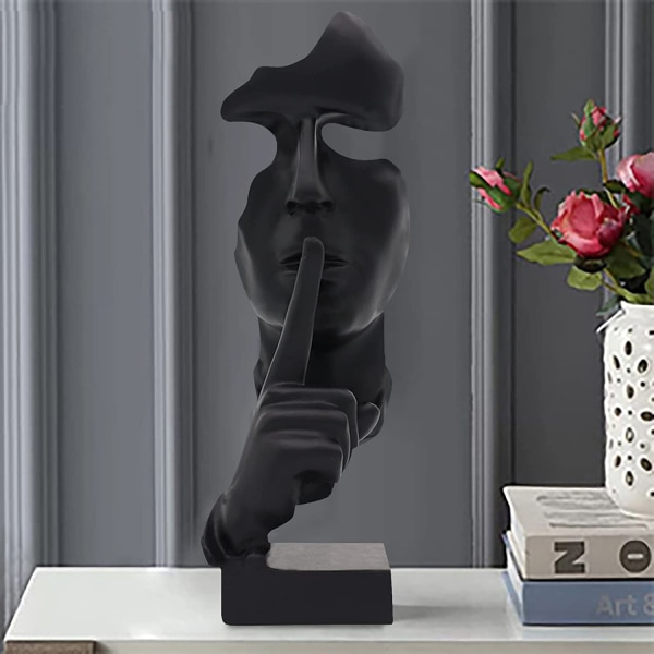 Stilhed er guld tænker statue abstrakt kunst harpiks figur sort
