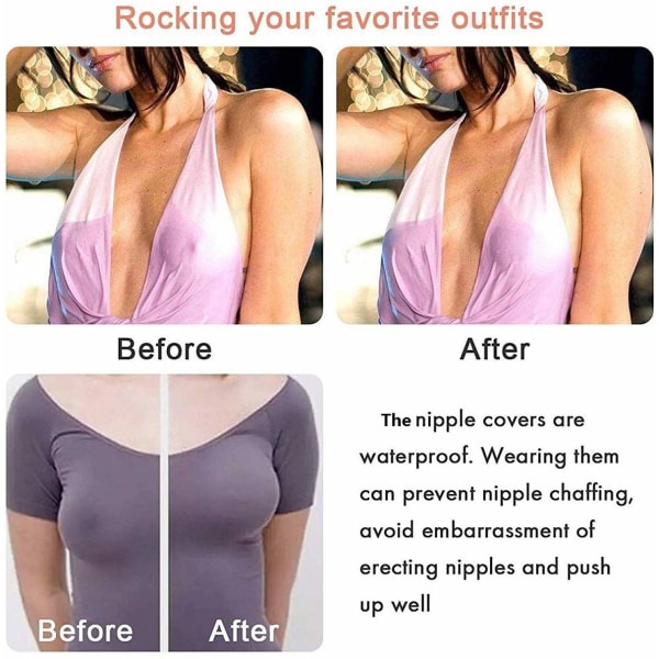 brystvortedeksel - silikongel brystklistremerke dame-bh brystvortetrekk selvklebende push-up og gjenbrukbar, kjoler og badetøy round
