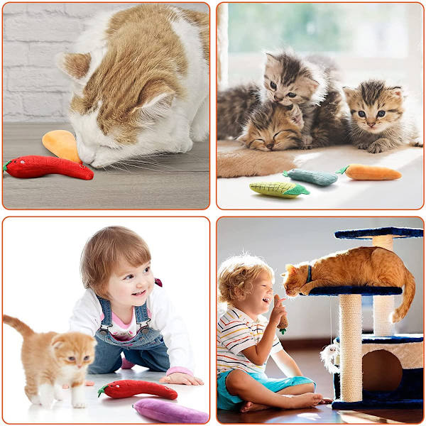 Kattmyntaleksaker för katter Tuggleksak - 5PCS Kattleksaker för plyschskrapning Lektuggning Tandborstning - Interaktiv katt Kattmyntaleksak