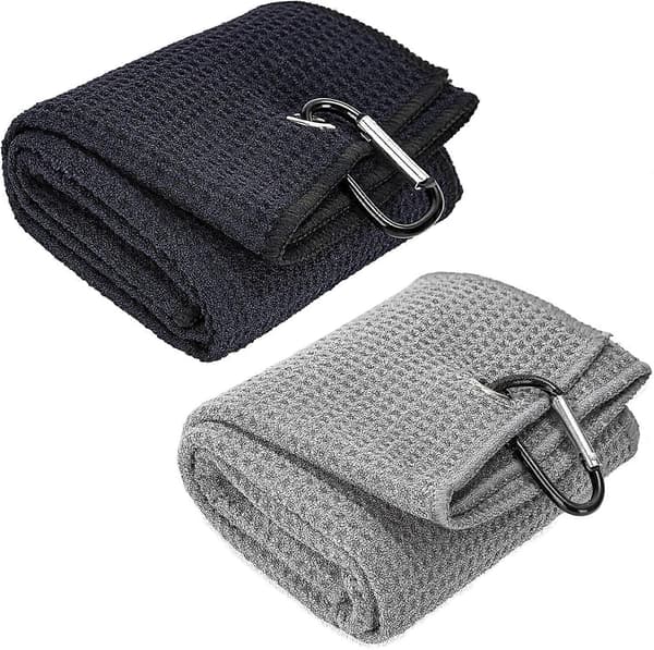 2 stk. Mikrofiber Golfhåndkle, Trefoldig Sportshåndkle Vaffelmønster