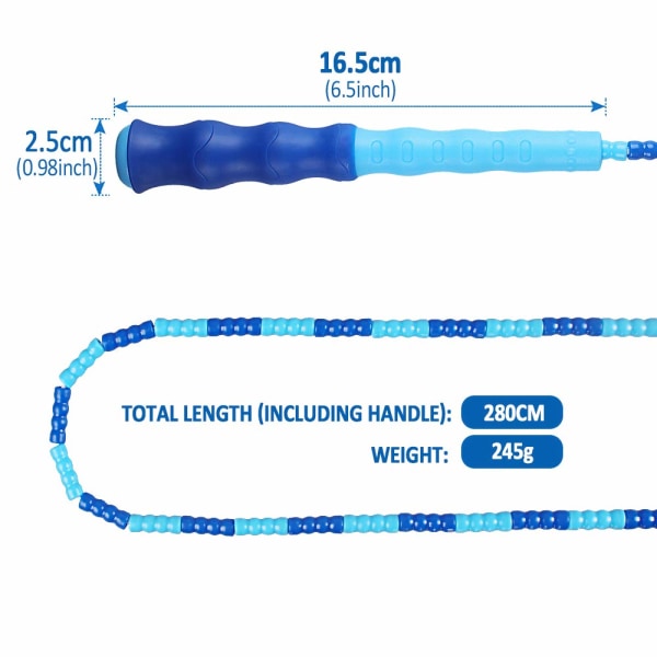 2 kpl pehmeää helmihyppynarua, säädettävä sotkeutumaton hyppynaru lapsille, naisille ja miehille treenaamiseen, kunnon ylläpitoon, painonpudotukseen ja hyppyharjoitteluun