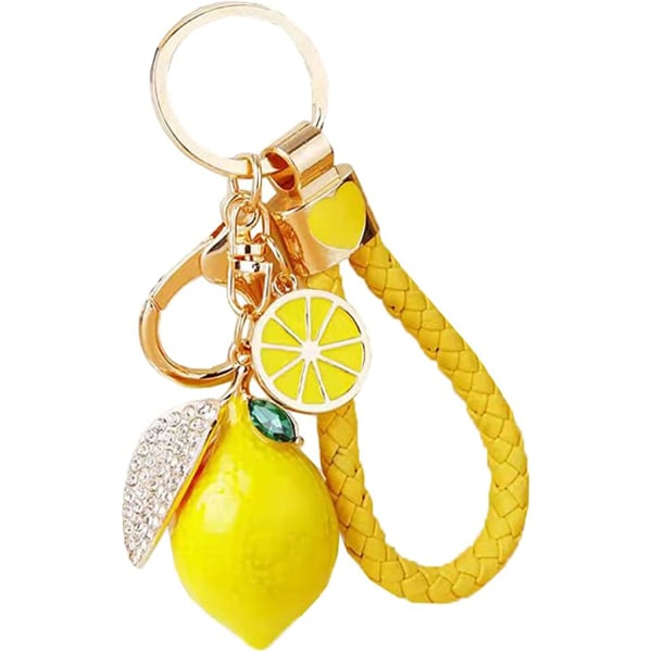Söt citronnyckelring Little Lemon Crystal Rhinestone nyckelring