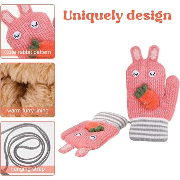 2 par søde strikkede handsker til børn med snor bbc2 | Fyndiq