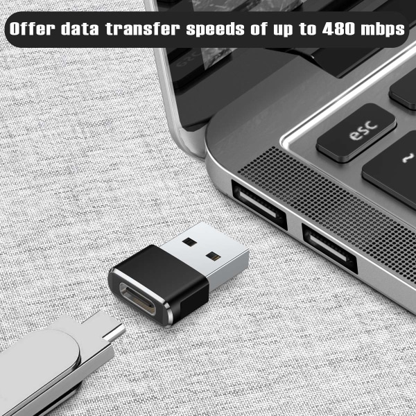 USB til USB C-adapter 3-pak, Type C-hun til USB A-han-konverter