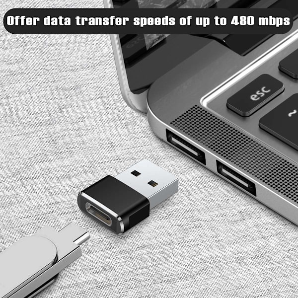 USB till USB C-adapter 3-pack, Typ C hona till USB A hane-omvandlare