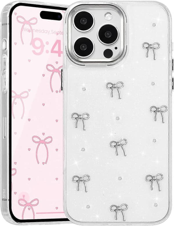 Glitter 3D Søt Sløyfe Telefondeksel for iPhone 15 Pro Max