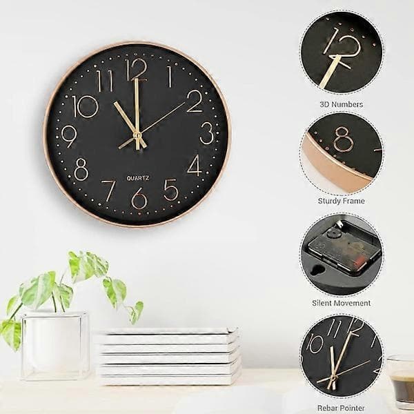 Moderne Stille Quartz Væg Ur 30cm, Overdimensionerede Tal Rund Væg
