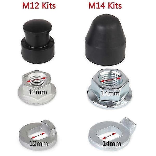 E-sykkel elektrisk sykkel nav motor aksel M12 front låsemutter / låseskive / avstandsstykke / mutterdeksel med 12mm