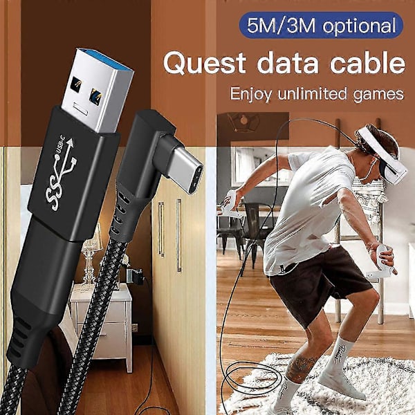 3a Typ-C Flätad Datakabel Vr Headset Kabel Hög Hastighet För Oculus Quest 1/2