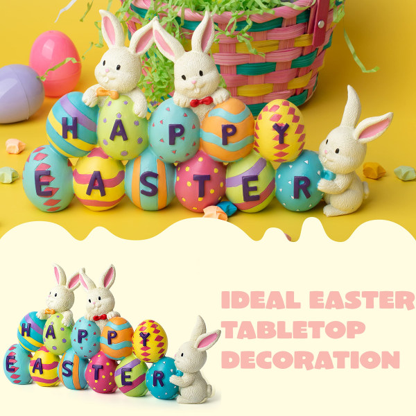 Pääsiäispupun porkkanoiden keskipistekoriste, jossa on sana Spring Tabletop Bunny & Egg Easter -hahmo kodin ja toimiston sisustukseen