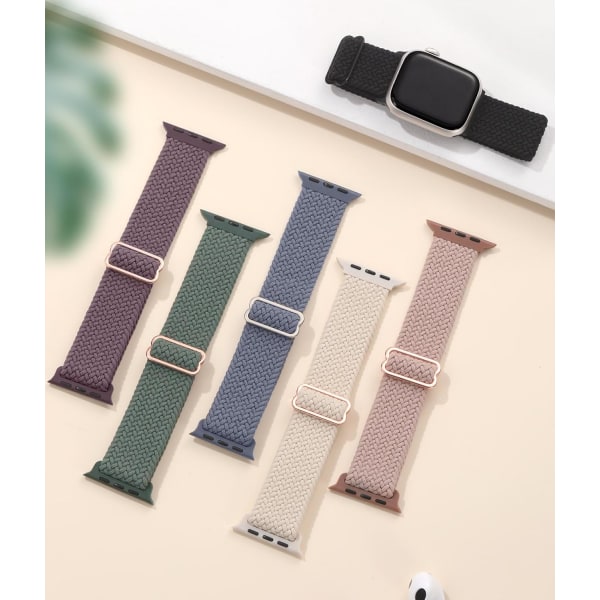 6-pakke flettet solo-sløyfe kompatibel med Apple Watch-stropper 40 mm 38 mm 41 mm for kvinner, menn, justerbar nylon elastisk elastisk sportsrem colorful 38/40/41MM