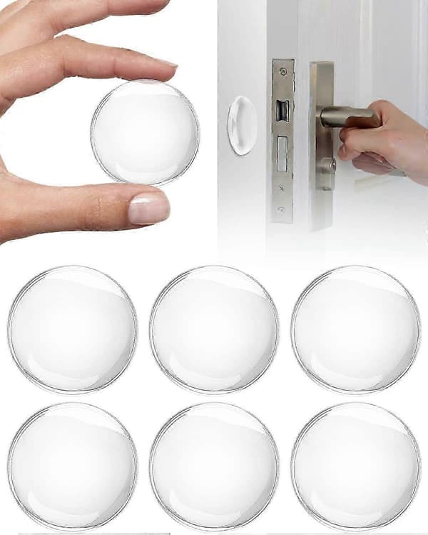 Dørstopper for vegg, 6 x Transparent dørstopper for vegg, Rund veggbeskyttelsespute, Dørbuffer, Selvklebende dørstopper, Dørdemper
