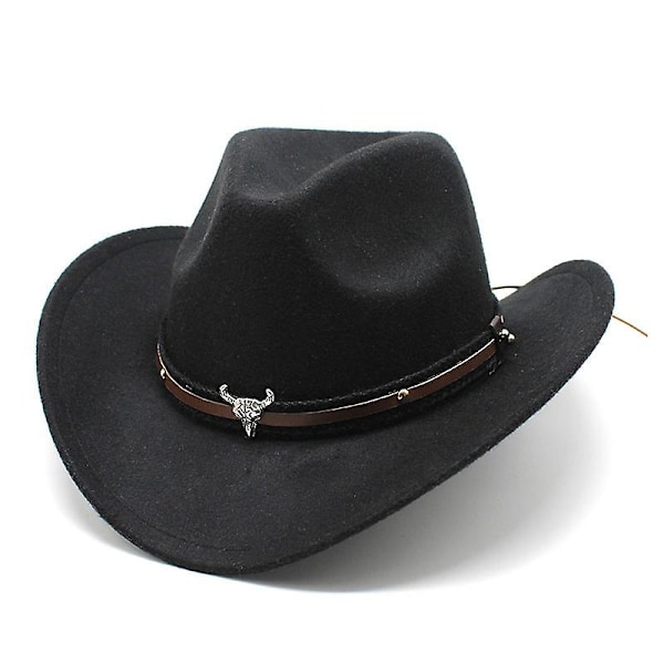 Western Cowboy Top Hat Filt Hat svart