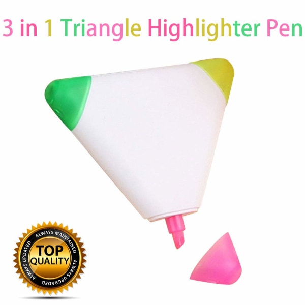 Triple Colour - 3-i-1 trekant nyhet highlighter penn neon farge revisjonshjelp for bruk på skole og lekser