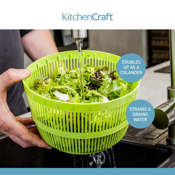 Salatspinntørker hurtigdesign BPA-fri Tørr av og drener Salat og grønnsaker Stor kapasitet og Tåler oppvaskmaskin
