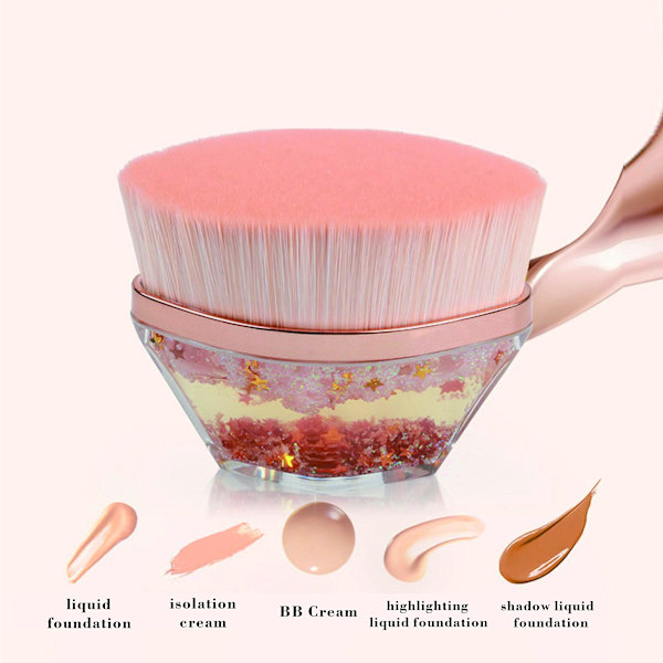 Högdensitets mjuk magisk foundationborste multifunktionell makeupborste för ett brett utbud av foundation, med bärbar förvaringsväska (rosa)