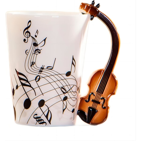 Kreativt musikkrus Violinstil Guitar Keramikkrus Kaffe Te Mælkestavkopper med håndtag Kaffekrus Nyhedsgaver (Violin) violin