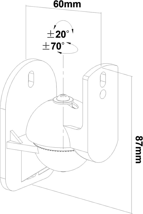 Universell högtalarväggfäste, satellithögtalarväggfäste, svart