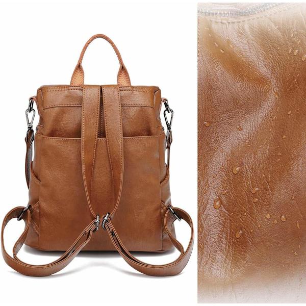 Muodi PU Nahkainen Naisten Reppu Olkalaukku, Kevyt Suuri Kapasiteetti ja Monitasku, Lady Rucksack Toimistoon Työhön Kouluun Matkustamiseen