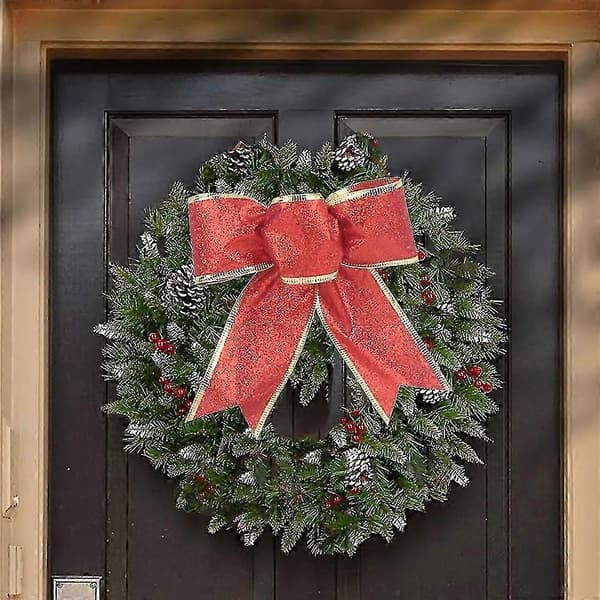 8 st Glitter Julkrans Rosett Julgransprydnader Rosetter För Juldekoration red