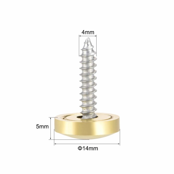 Dekorativa spegelskruvar, lock, naglar, guld, 14 mm, 4 st