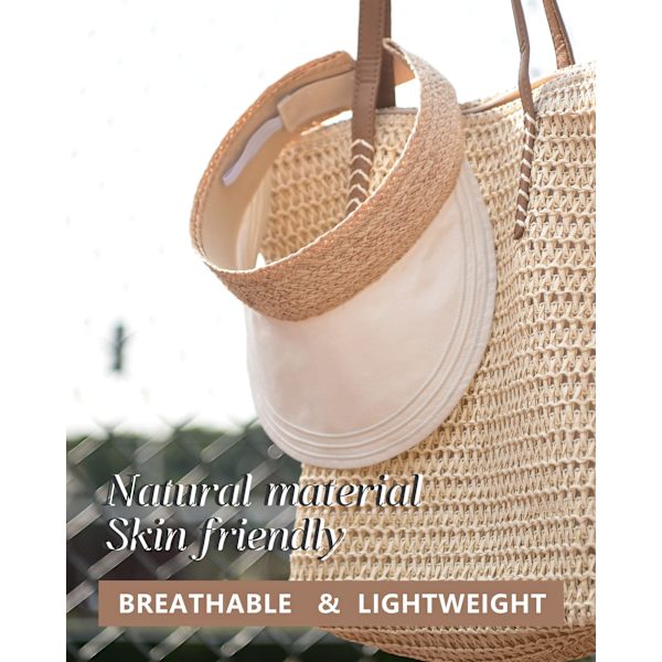 Solhatt Dam Solskydd Visir Linne Dam Solhatt Packable Visir Hat Cap Dam Sommar Strand Visir Fällbar Rulla Upp Hästsvans