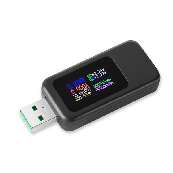 USB 3.0 Tester Power Meter USB Spænding og Strøm Tester Detektor, Digital Voltmåler Amperemeter Power Bank Kapacitetstester med IPS Farvedisplay