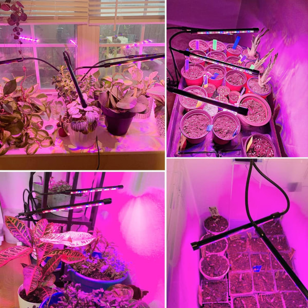 Växtlampor för inomhusväxter, 40 LED Full Spectrum Led Grow Light, 2 huvuden klämma växtlampa för frön, med automatisk på/av 3/9/12H timer