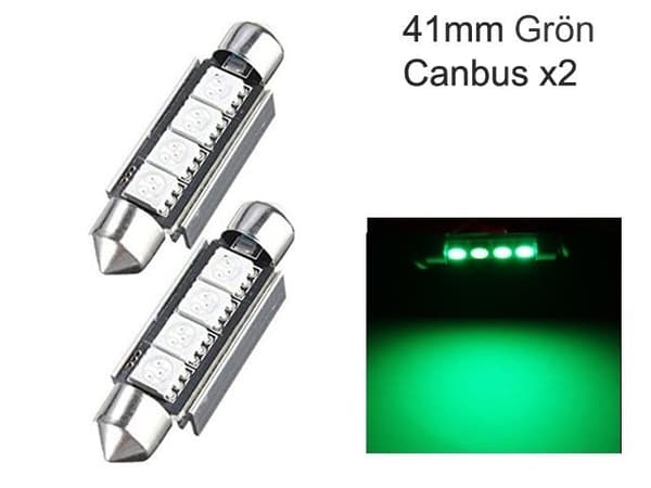 C5W SV8.5 LED-lampa Canbus, 41-42 mm, grön, 2-pack. 41mm Grön 2-pack