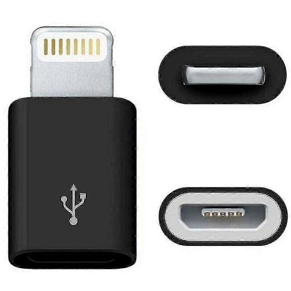 (Sort) Micro Usb Hun Til Han Adapter Konverter Stik Passer Til Iphone Ipad