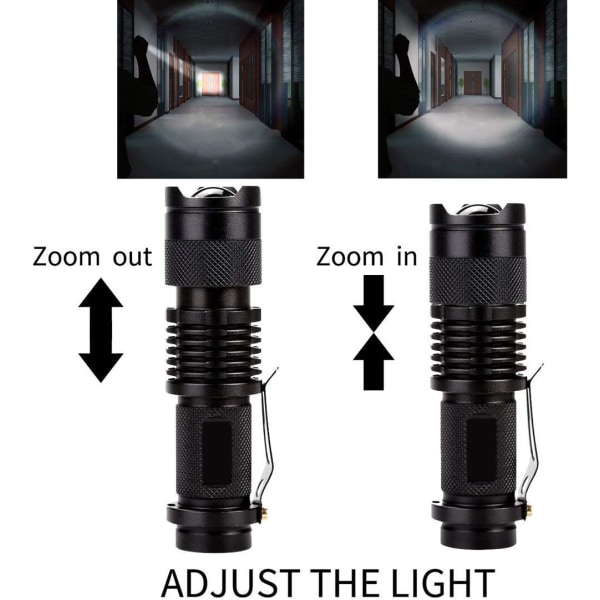 Mini LED lommelykt, 5-pakning 350 lumen 3 moduser (ingen batteri)