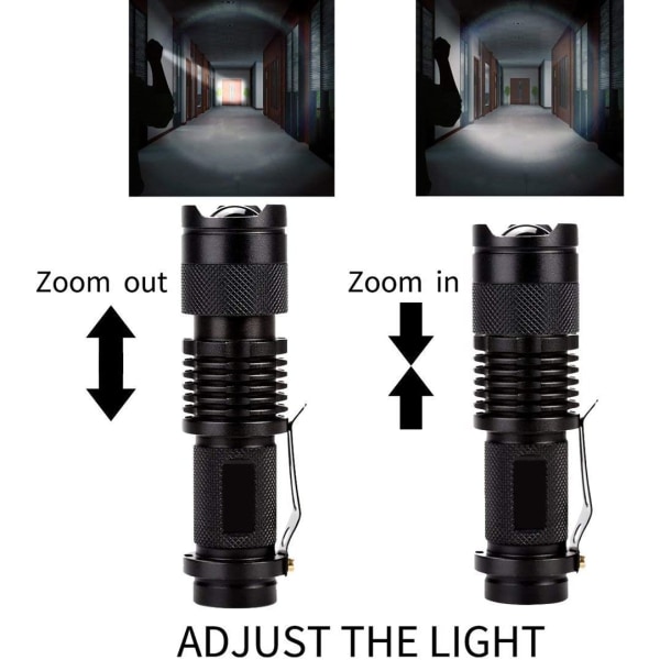 Mini LED-taskulamppu, 5 kpl 350 lumenia, 3 tilaa (ei akkua)