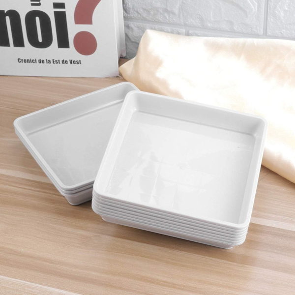 10 kpl neliönmuotoisia kasvialustarjoita muovisia kasviruukkuja aluslautasia kukkaruukkuja sisä- ja ulkokäyttöön kotiin ja puutarhaan (18 * 18 * 13 cm, valkoinen)