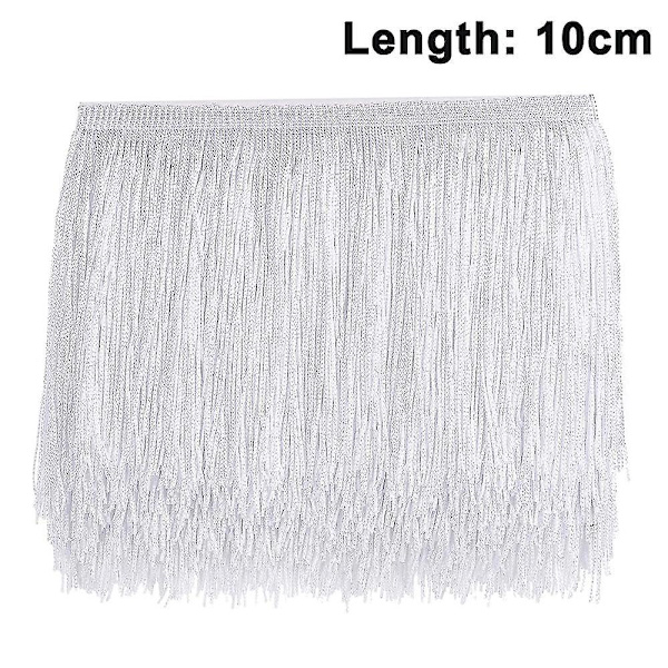 Vit 10 cm 10 m sytrådsfrans - Frans tofs 15 cm/10 cm bredd för kjol bröllopsklänning lampskärm dekoration white