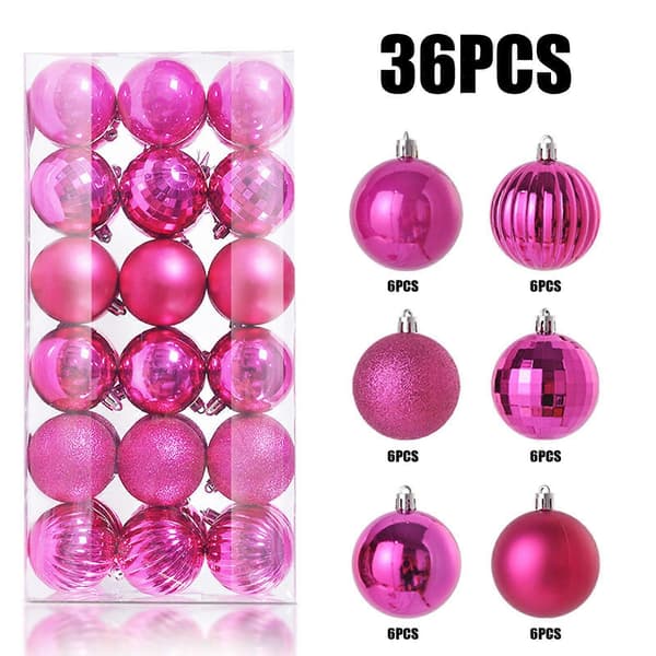 36 stk. Julekule Juletre Pynt Hjemmefest Dekor 3CM Pink