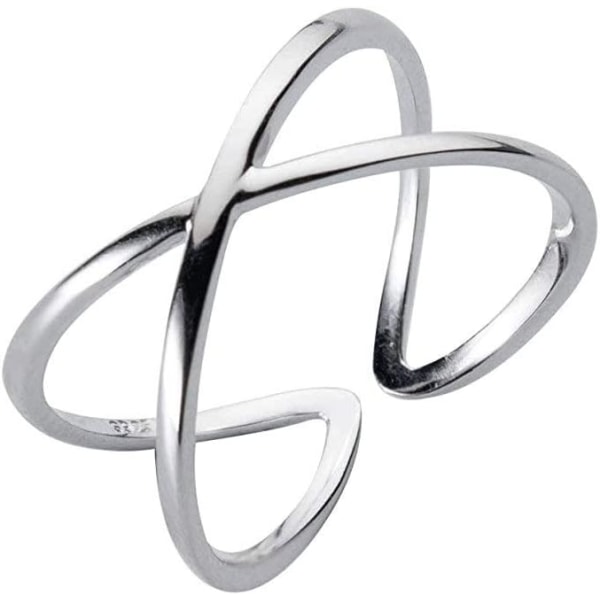 925 Sterling Sølv Åben Criss Cross X-ring poleret Justerbar Forlovelsesringe Fingeromslagsringe Minimalistiske modesmykker Fødselsdagsgaver