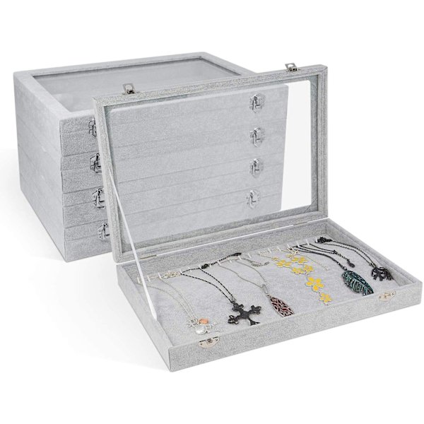 20 krokar Halsband Organizer, Sammetsklar lock Halsbandshållare Box, Halsband Förvaringslåda Halsband Display Box Halsband Bricka Väska Låsbar, Dammtät