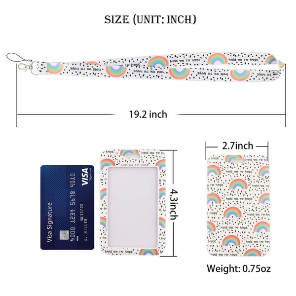 Boho Rainbow Lanyard med kortholder sæt til halsen