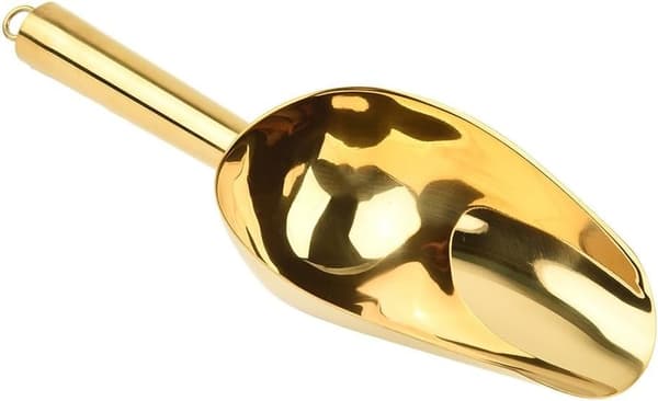 Fin Isskuffe, rustfritt stålskuffe for godteri, isbiter, mel, sklisikkert ergonomisk håndtak, solid og holdbar (gull)