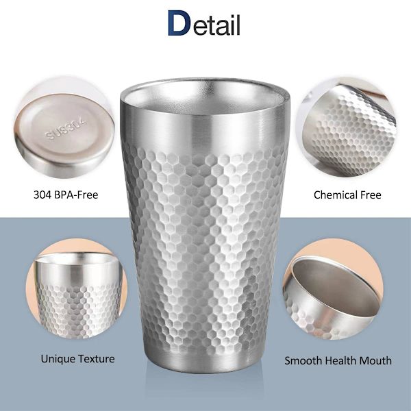 Isolerad rostfritt stålmugg - 450 ml resecampingmugg dricksmugg kaffemugg ölglas tekoppar för kalla varma drycker 2 räkningar