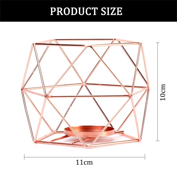 2 stk  Metall Lysestaker Jern Hule Geometrisk Tealight Lysestaker for Bryllup Bursdagsfest Stue Hjemmedekorasjon (Rosegull)