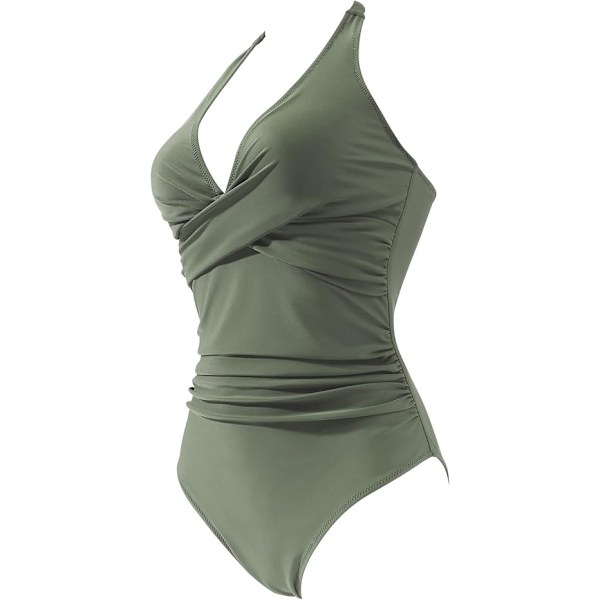 Badedrakt Dame Magekontroll Push Up Badehette V-hals Polstret Hel Badedrakt green L