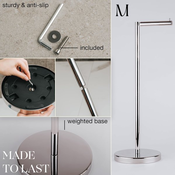 Fritstående toiletpapirholder | SUS 304 rustfrit stål badeværelse toiletpapirholder gold