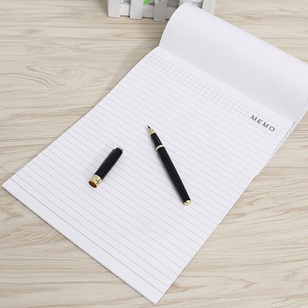 A4-storlek påfyllningspapper breda linjerade skrivblock för PU-läder Padfolio Portfolio Urklipp Kalkylator Anteckningsblock 2-pack 25 ark per anteckningsblock