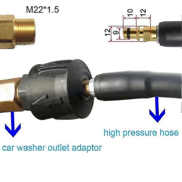 M22 Adapter 14mm Högtryckstvätt Slangrör Snabbkoppling Konvertera Till F3