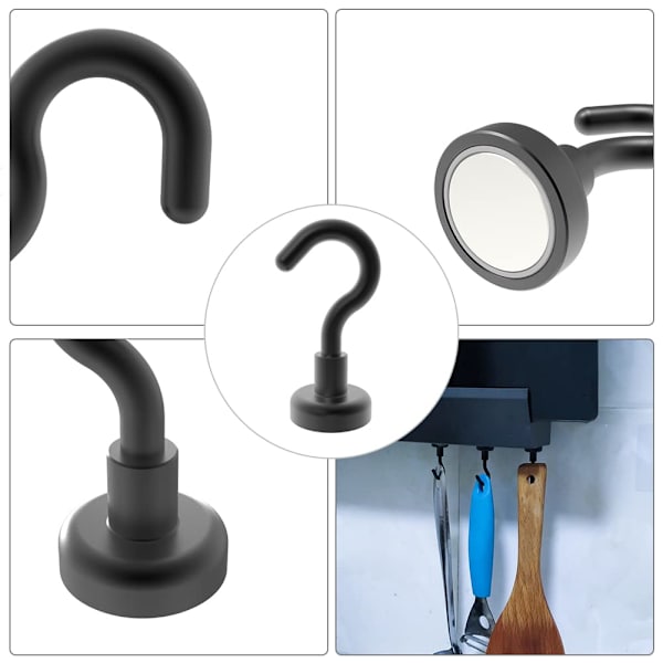 Magneettiset koukut 12 kpl 8 kg (18 paunaa) Super Magnets Hook harvinaisten maametallien kanssa neodyymillä ripustamiseen ovenpidikkeet avaimet kotitoimisto jääkaapit grilli