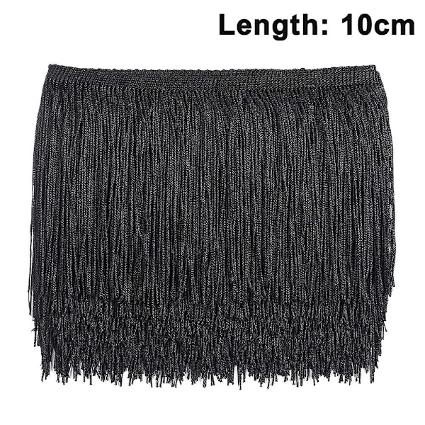 Sort 10 cm 10 m sytråd - Frynser 15 cm/10 cm bredde til nederdel brudekjole lampeskærm dekoration black