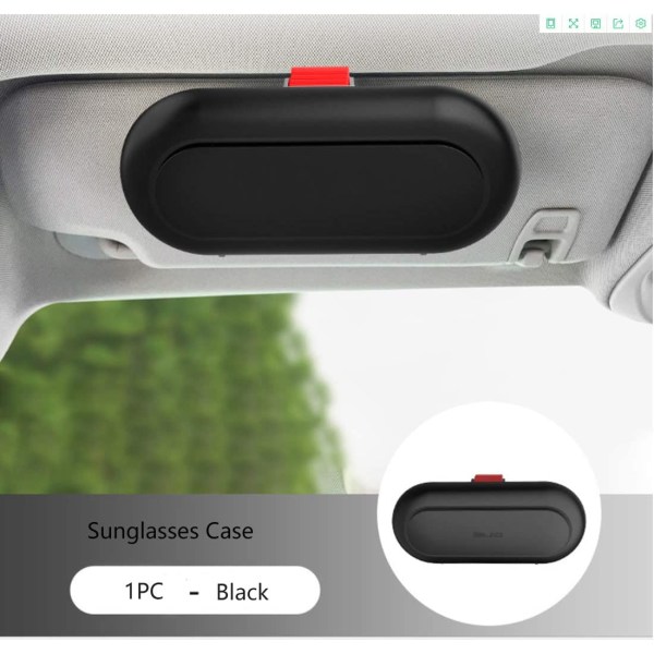 Case, töjbart solskyddsglasögonhållare, bil inre multifunktionssolskyddsförvaring, oförstörande installation (svart)